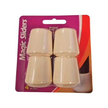 Magic Sliders Magic Sliders 5954417 Rubber Round Leg Tip; White - 1 in. - 4 Per Pack - Case of 4 5954417